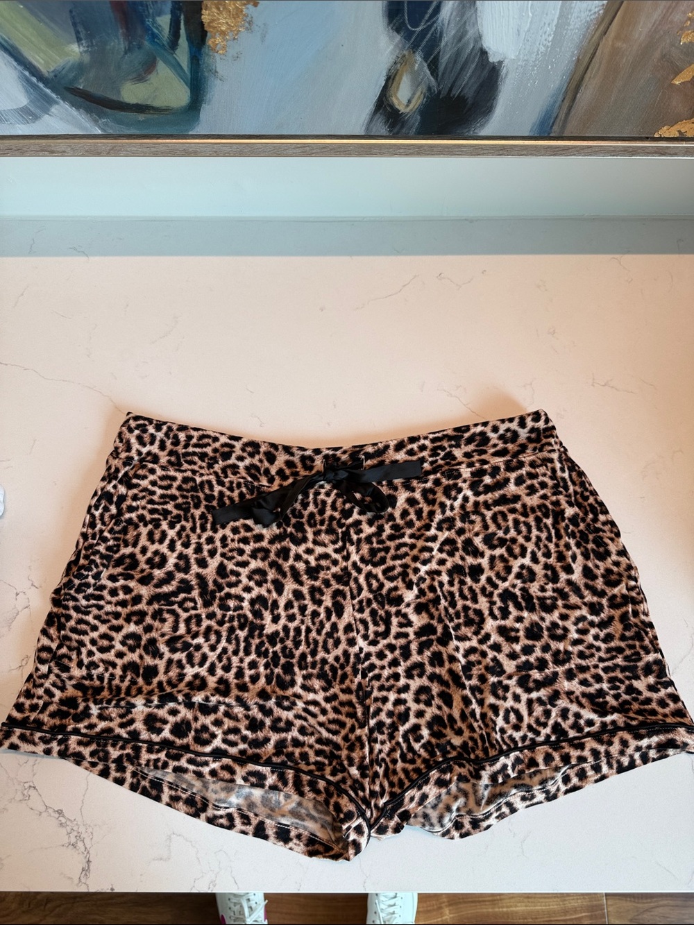 Soma Leopard Print Athletic Lounge Shorts - Tan & Black Cool Nights